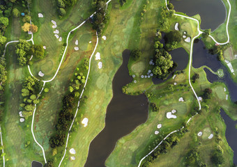 Aerial view. A beautiful pattern of golf course.