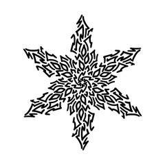 Winter snowflake. Holiday element. Black snowflake isolated on white background. Vector illustration.