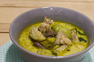 Green Curry With Chicken on bowl