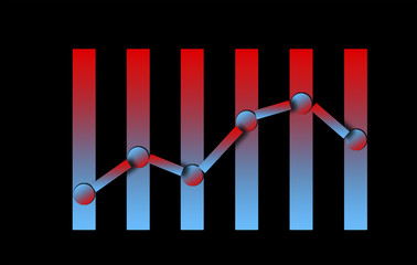 Financial graph in two colors with the scale of interest.