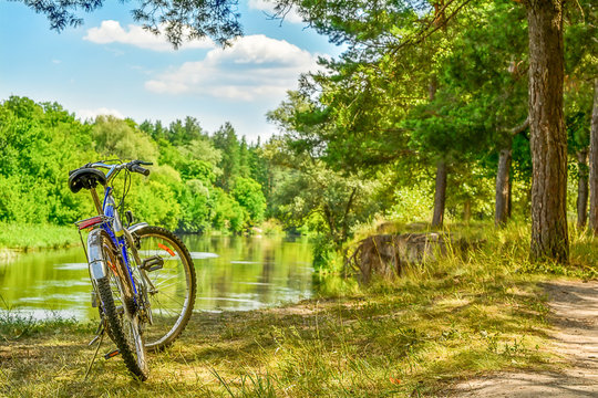 River landscape and bike