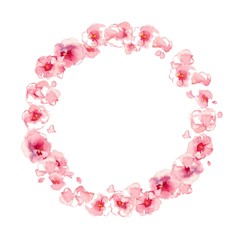 花のフレーム、ピンク、サークル