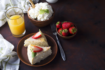 Breakfast table with healthy tasty ingredients.