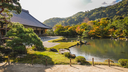 Travelers are thrilled with the stunning views at the beginning of the fall season. Tenryuji shrine...