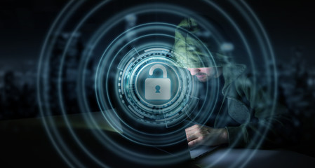 Hacker accessing to personal data information with a computer 3D rendering