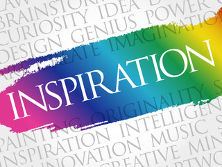 Inspiration word cloud collage, creative business concept background