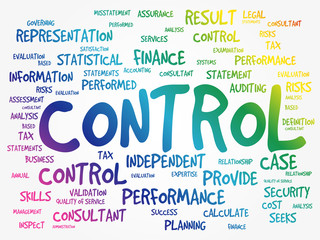 CONTROL word cloud collage, business concept background