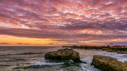 Obraz premium Stunning Sunset over Natural Bridges State Beach. Santa Cruz, California, USA.