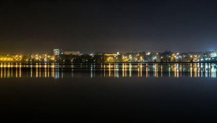 Fototapeta na wymiar Night view of the embankment of Nizhny Tagil. Russia