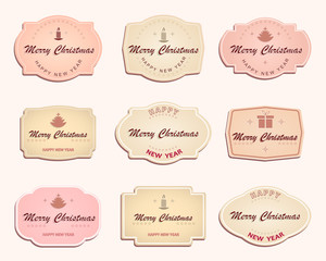 Christmas label of light, delicate shades, set