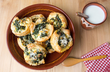 Homemade spinach pie pieces