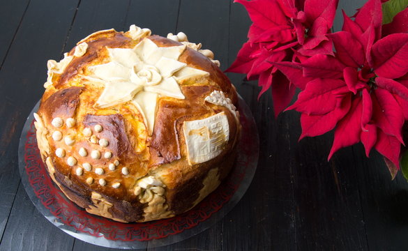 Homemade decorated Serbian slava bread