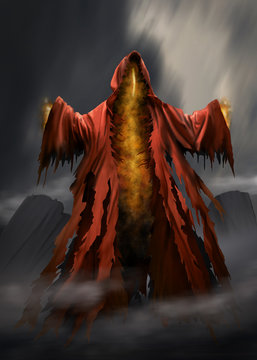 A grim reaper, spirit, hooded evil type character. Original digital painting.