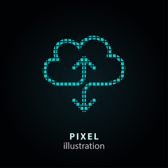 Cloud download - pixel illustration.