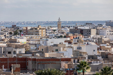 Aerial view on old city Monastir. Tunisia.