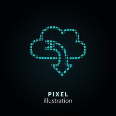 Cloud download - pixel illustration.