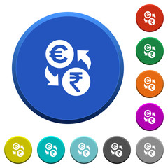 Euro Rupee money exchange beveled buttons