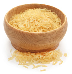 Basmati rice in a bowl over white background