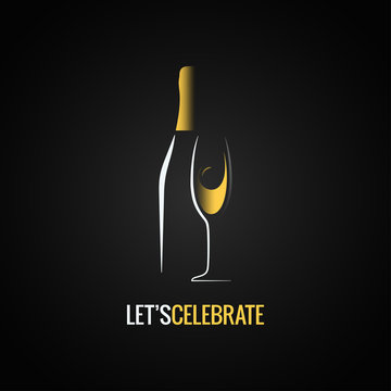 Champagne glass. Bottle design background