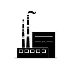 Coal power plant silhouette icon in flat style