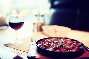 glass restaurant table wine serving