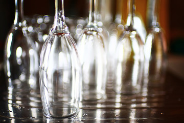 Glasses standing on a shelf