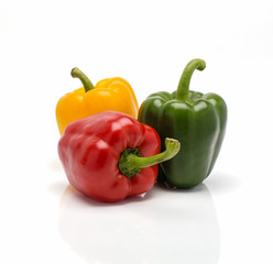 Three sweet pepper on white background.