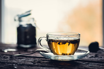 Glass cup of tea