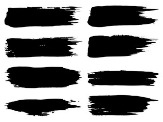 Vector collection of artistic grungy black paint hand made creative brush stroke set isolated on white background. A group of abstract grunge sketches for design education or graphic art decoration