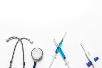 Medical hospical equipment top view.