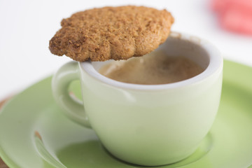 cereal biscuit and espresso coffee