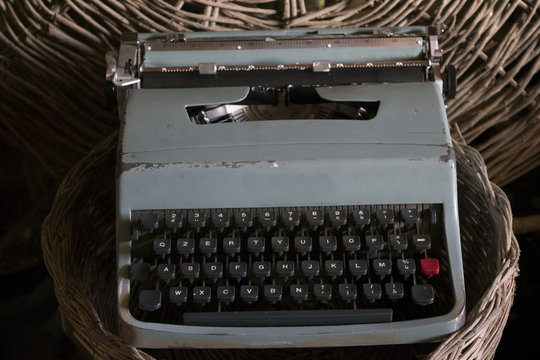 antique typewriter with manual keys