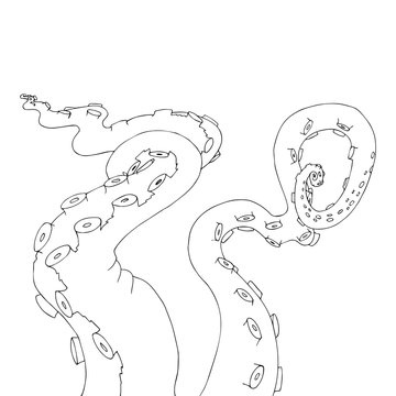 Vector sketch cartoon octopus tentacles