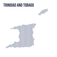 Vector abstract hatched map of Trinidad and Tobago with vertical lines isolated on a white background.