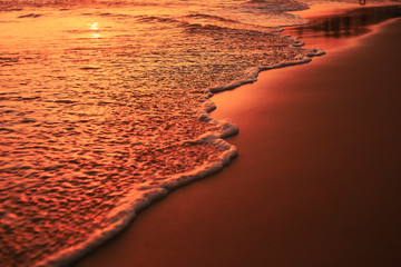 Waves on the beach in the tropics