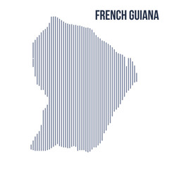 Vector abstract hatched map of French Guiana with vertical lines isolated on a white background.