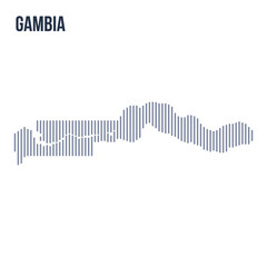 Vector abstract hatched map of Gambia with vertical lines isolated on a white background.