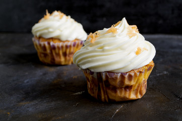 Lush homemade carrot cupcakes.