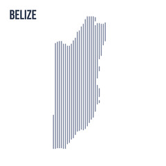 Vector abstract hatched map of Belize with vertical lines isolated on a white background.