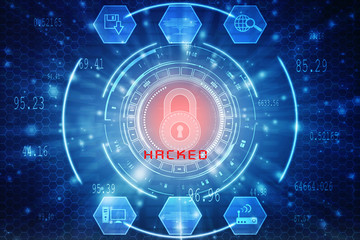 2d illustration Safety concept: Closed Padlock on digital background