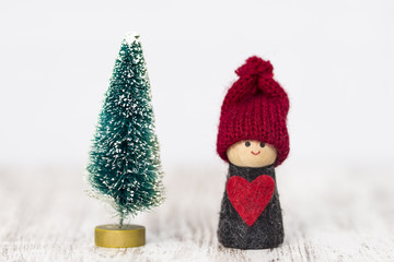 Gnome and trees in Christmas
