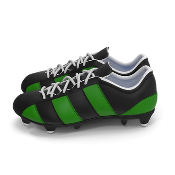 Football boots on white. 3D illustration
