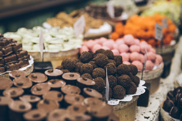 store counter with chocolate candies