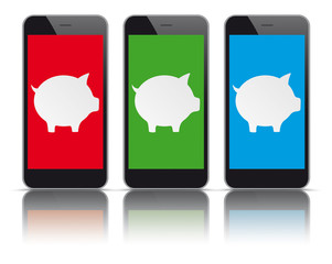 3 Black Smartphones Piggy Bank