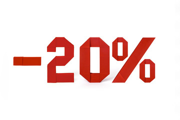 Origami text of discount sale 20 percent - 177094541