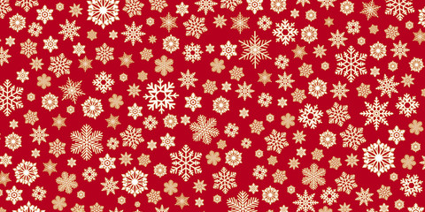 Winter & Christmas background snowflake - vector pattern - obrazy, fototapety, plakaty