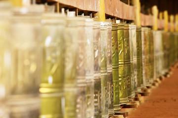 drums with mantras in a Tibetan temple