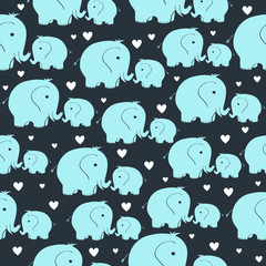 seamless pattern with morher and baby elephant