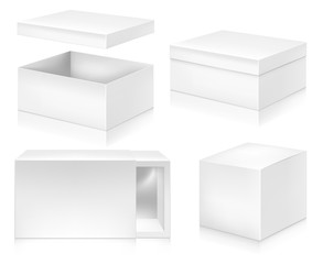 Paper white boxes set mock-up template.