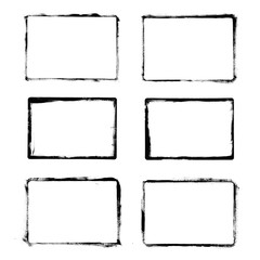 Frames Drawn Ink Brush / Set of black grunge frames isolated on white background